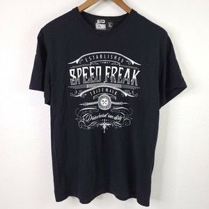 Speed Freak Black Size L T-shirt Live Speed Or Die Drive Hard Race Dirty